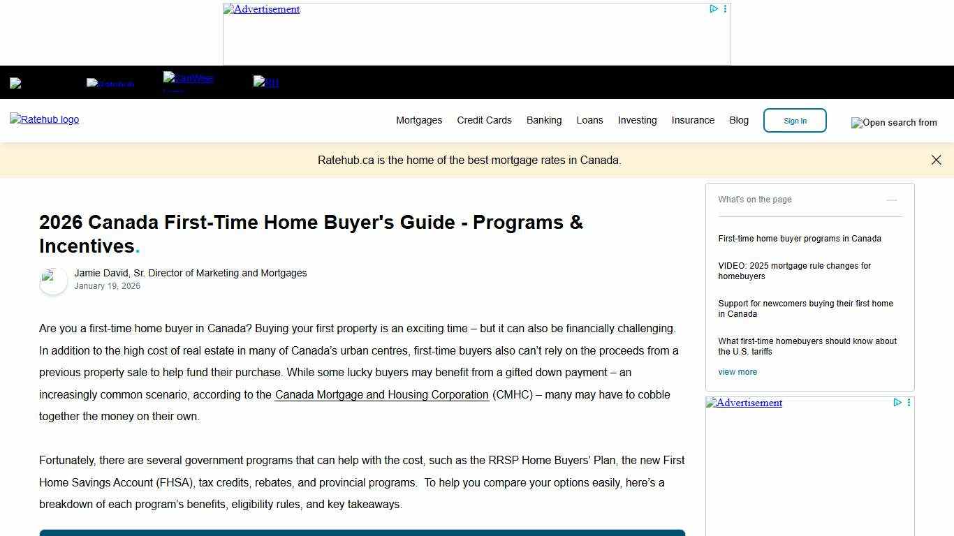 First-Time Home Buyer Programs in Canada in 2026 Ratehub.ca